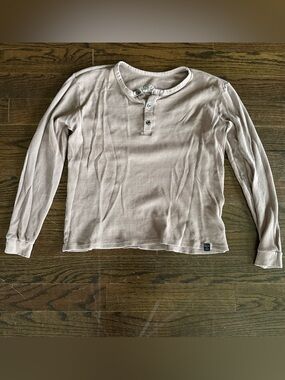 United By Blue Kids Long-Sleeve Ribbed Henley Top - Beige